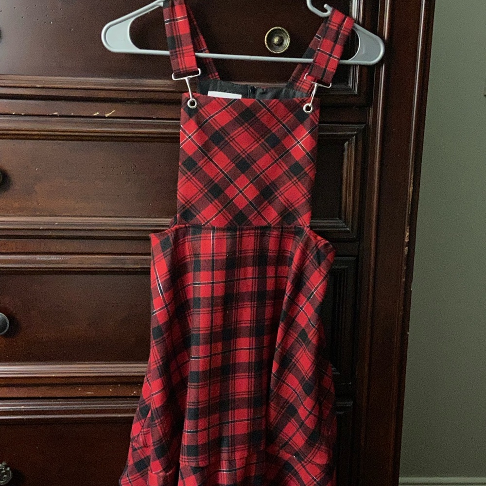 Bonnie Jean red plaid jumper dress Girls Size 12